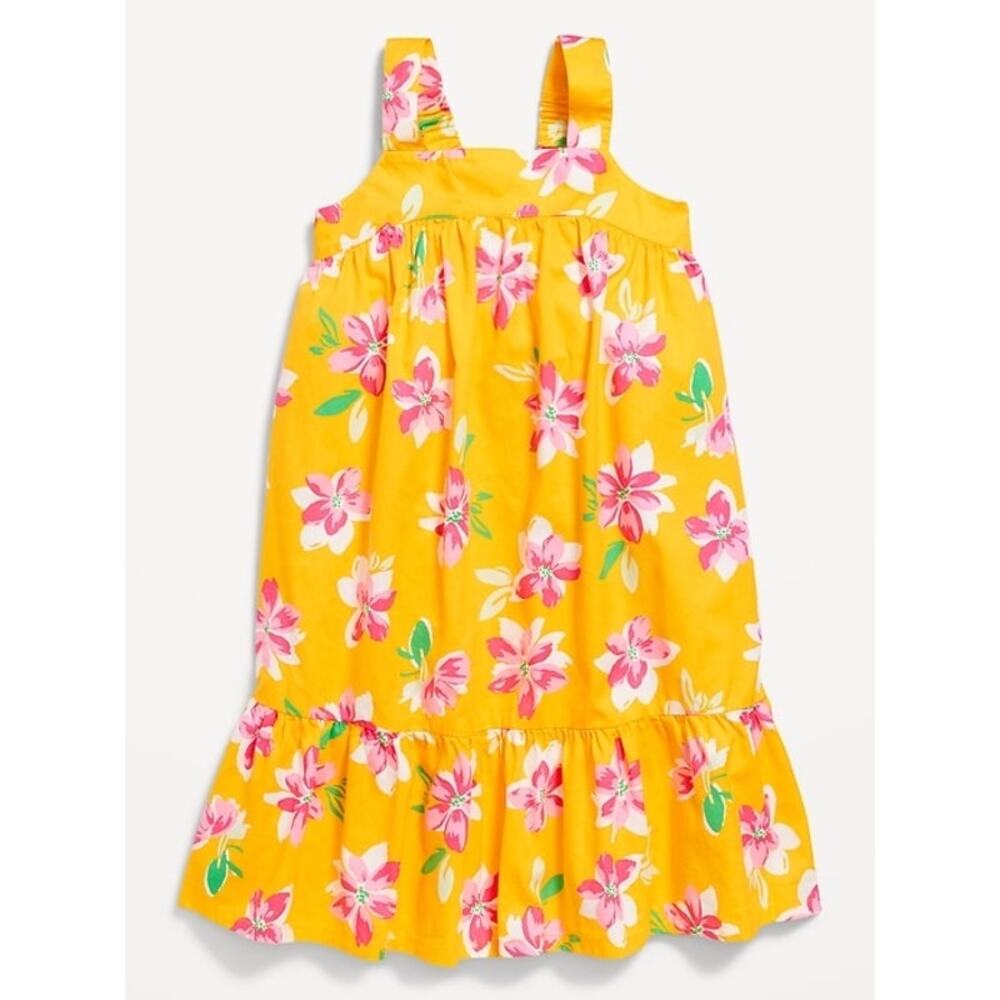 Old Navy Yellow Floral Ruffled-Hem Twill Dress